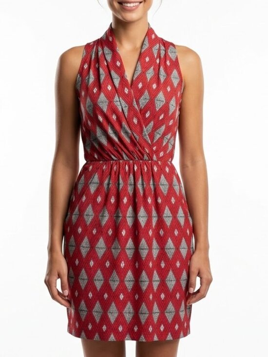 Collective Concepts Dresses & Skirts - Collective Concepts Red Mod Geometric Diamond Tulip Mini Dress L